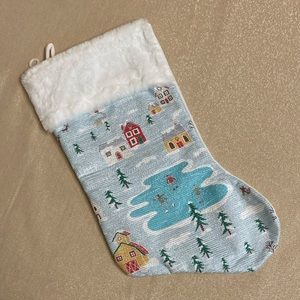 Old time winter scene Christmas stocking,NWOT